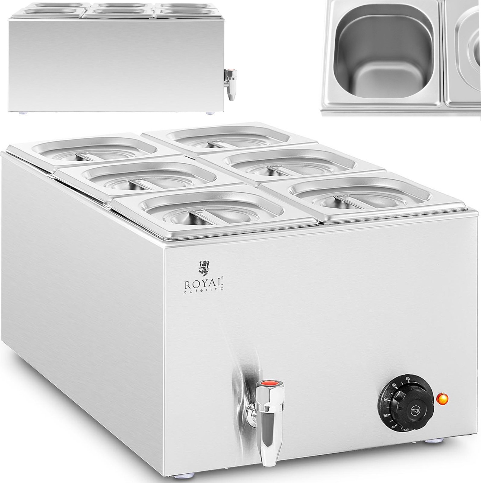 Royal Catering Bemar podgrzewacz do potraw bufet grzewczy 6 x GN 1/6 600 W Bemar podgrzewacz do potraw bufet grzewczy 6 x GN 1/6 600 W