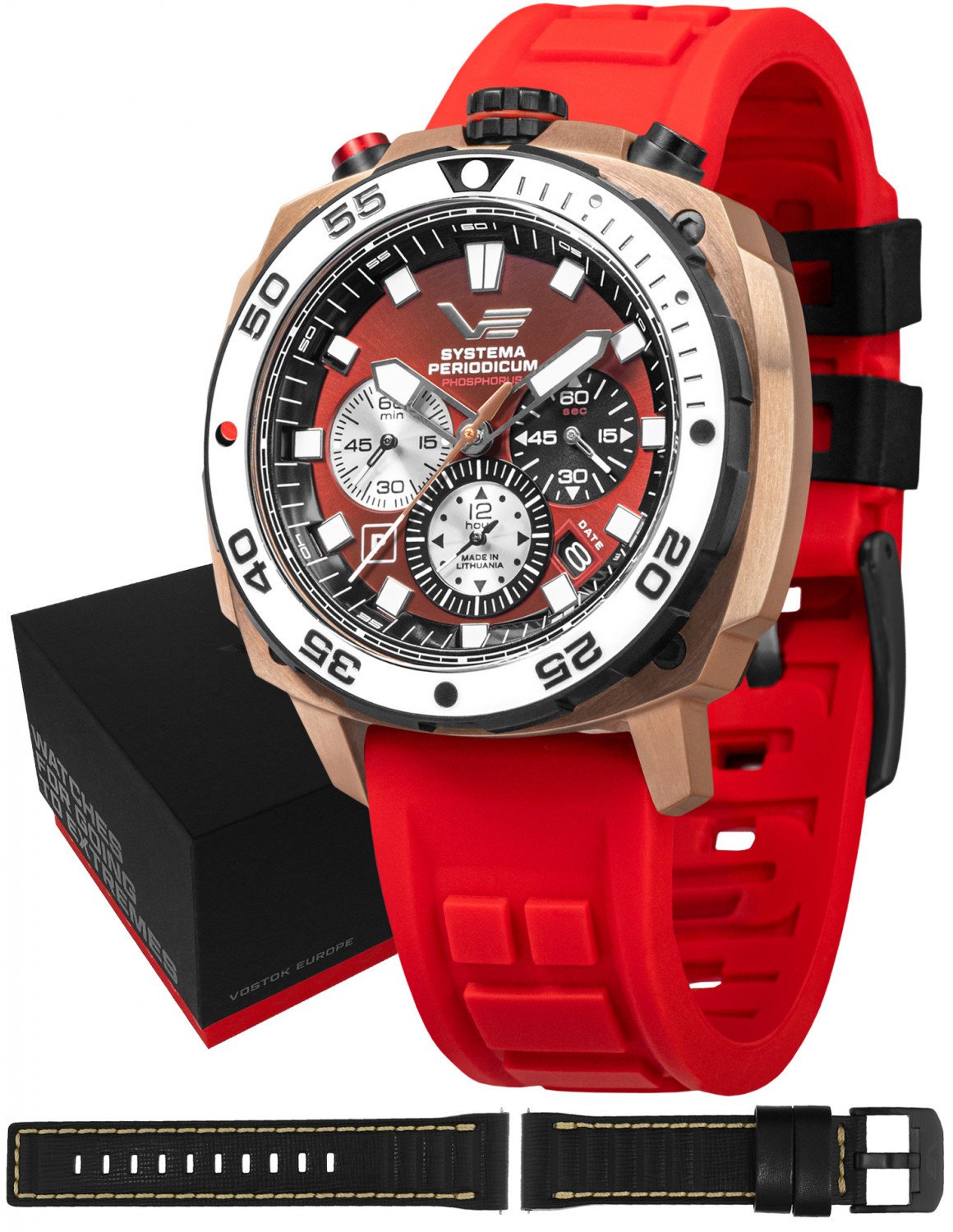 Zegarek męski Vostok Europe VK67-650E724SR czerwony