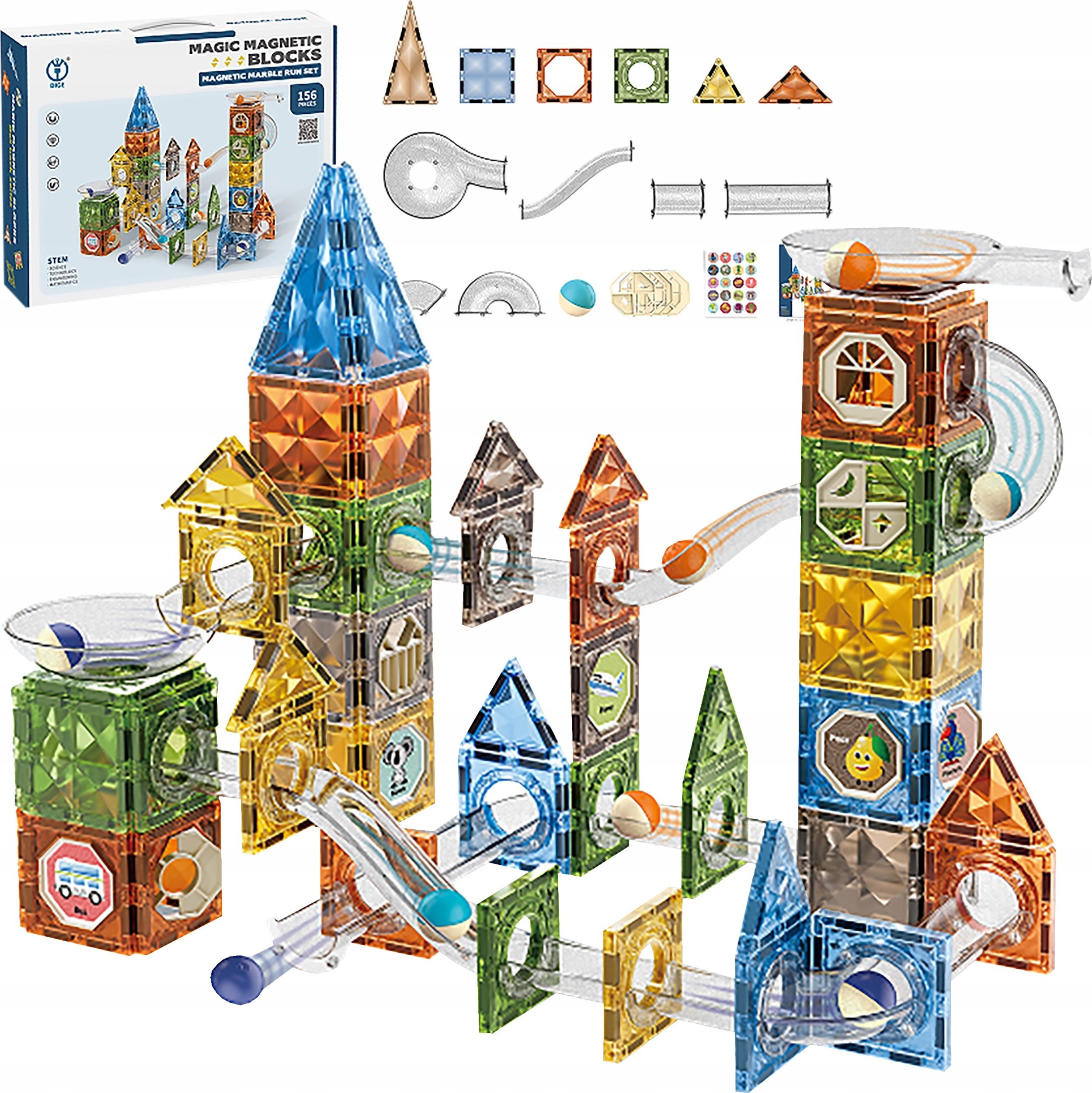 Klocki Magnetyczne Konstrukcyjne TOR KULKOWY 156 El. Kulodrom