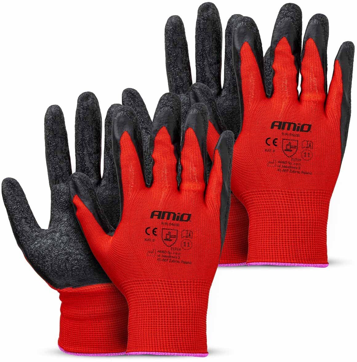 AMiO Rękawice ochronne poliestrowe powlekane lateksem rozmiar 11 2121x 4szt. 04638