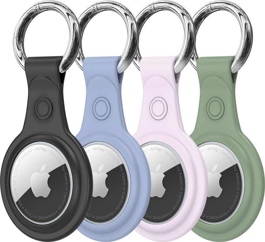 Dux Ducis Dux Ducis zestaw 4x silikonowe etui brelok zawieszka case do lokalizatora Apple AirTag (4 kolory: czarny, zielony, różowy, niebieski)
