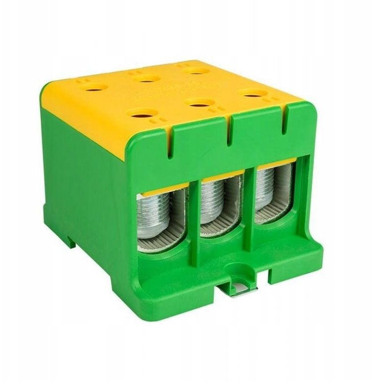 Blok rozdzielczy-odgałęźny 3-polowy AL/CU 3x150mm2 zielony montaż płaski i na szynę TH WLZ35/3x150/z 48.3152