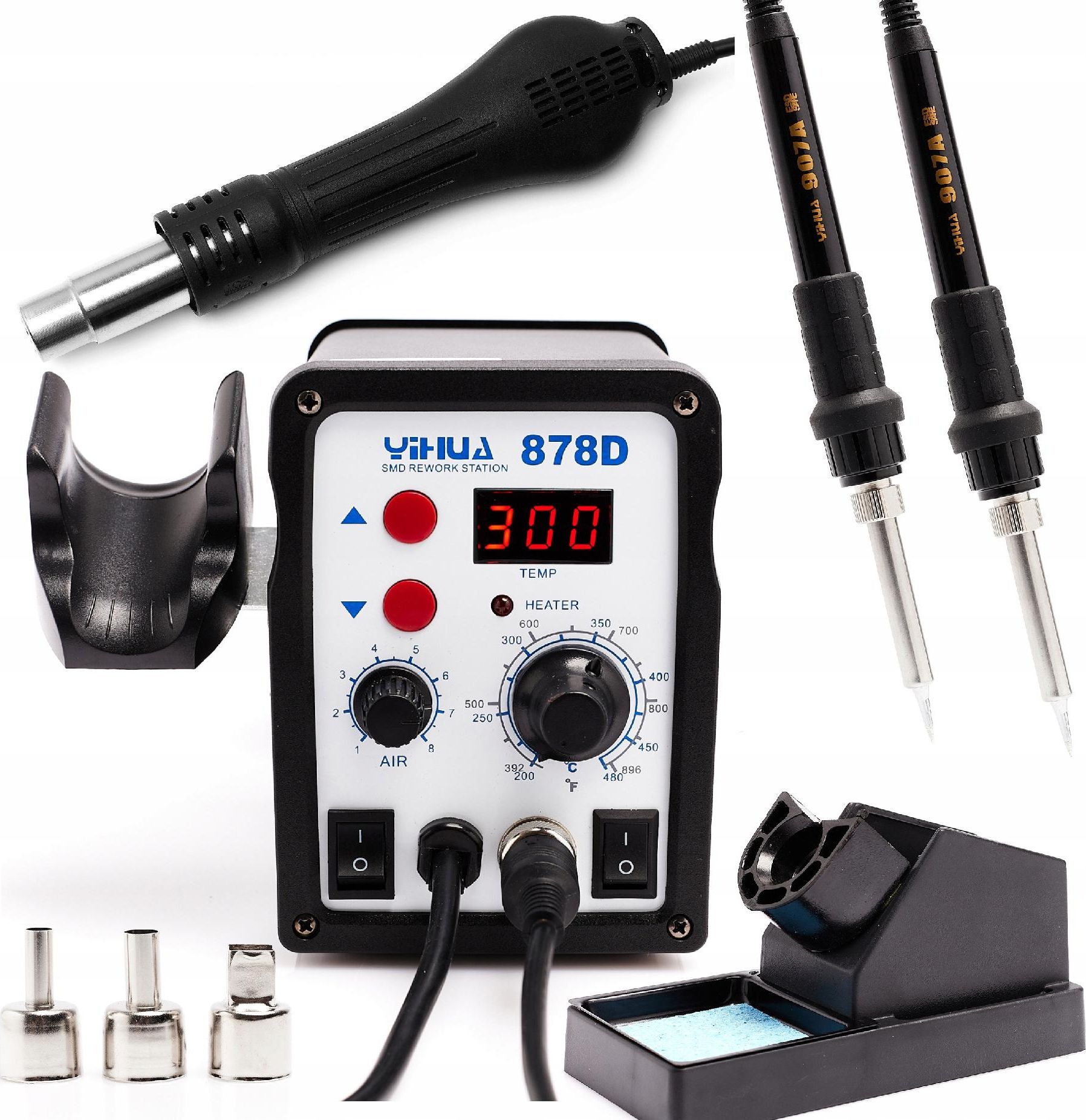 Techrebal Zestaw stacja lutownicza Yihua 878D + Zapasowa Kolba 907A