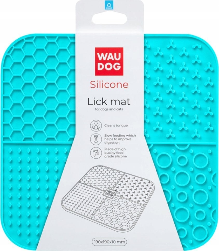 Collar WAU DOG MATA DO LIZANIA SILIKONOWA PROSTOKĄTNA 21,1x21,1x3cm NIEBIESKA