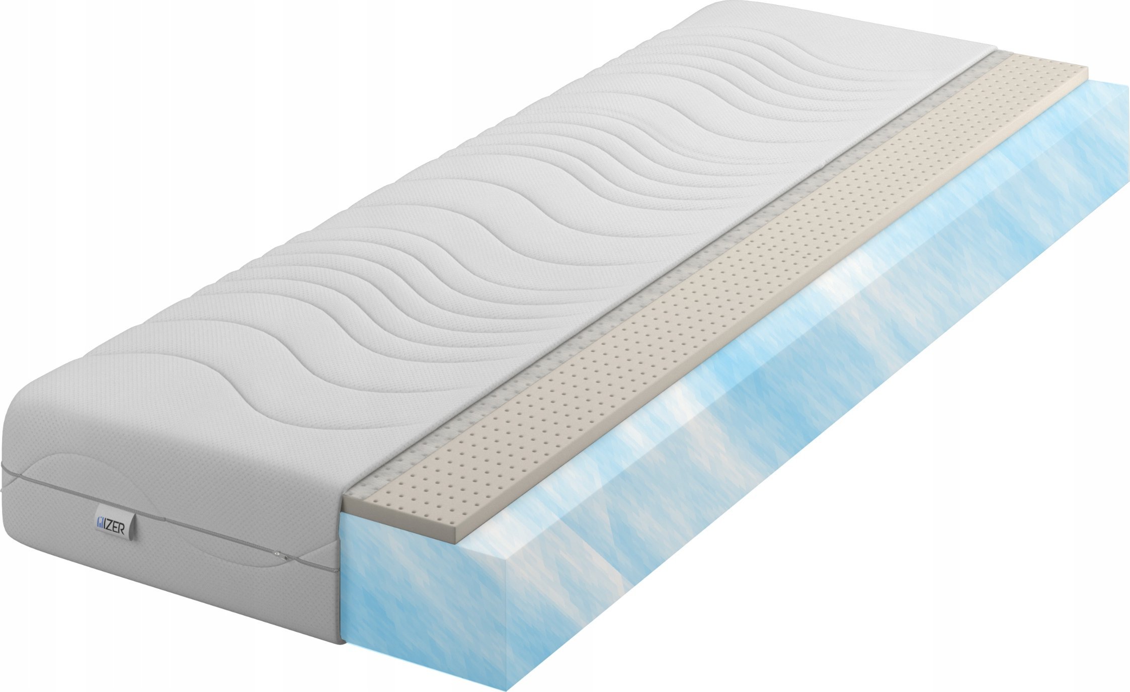 Materac piankowy Aqua + Lateks 160x200 20cm | LATEX | Dwustronny H2/H3 | Pikowany pokrowiec |