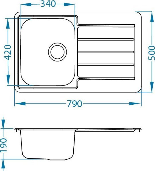 Zlewozmywak Kovinoplastyka Alveus LINE MAX 80 SATYNA zlewozmywak stalowy 790x500 z syfon pop-uptalowy 860 x 50