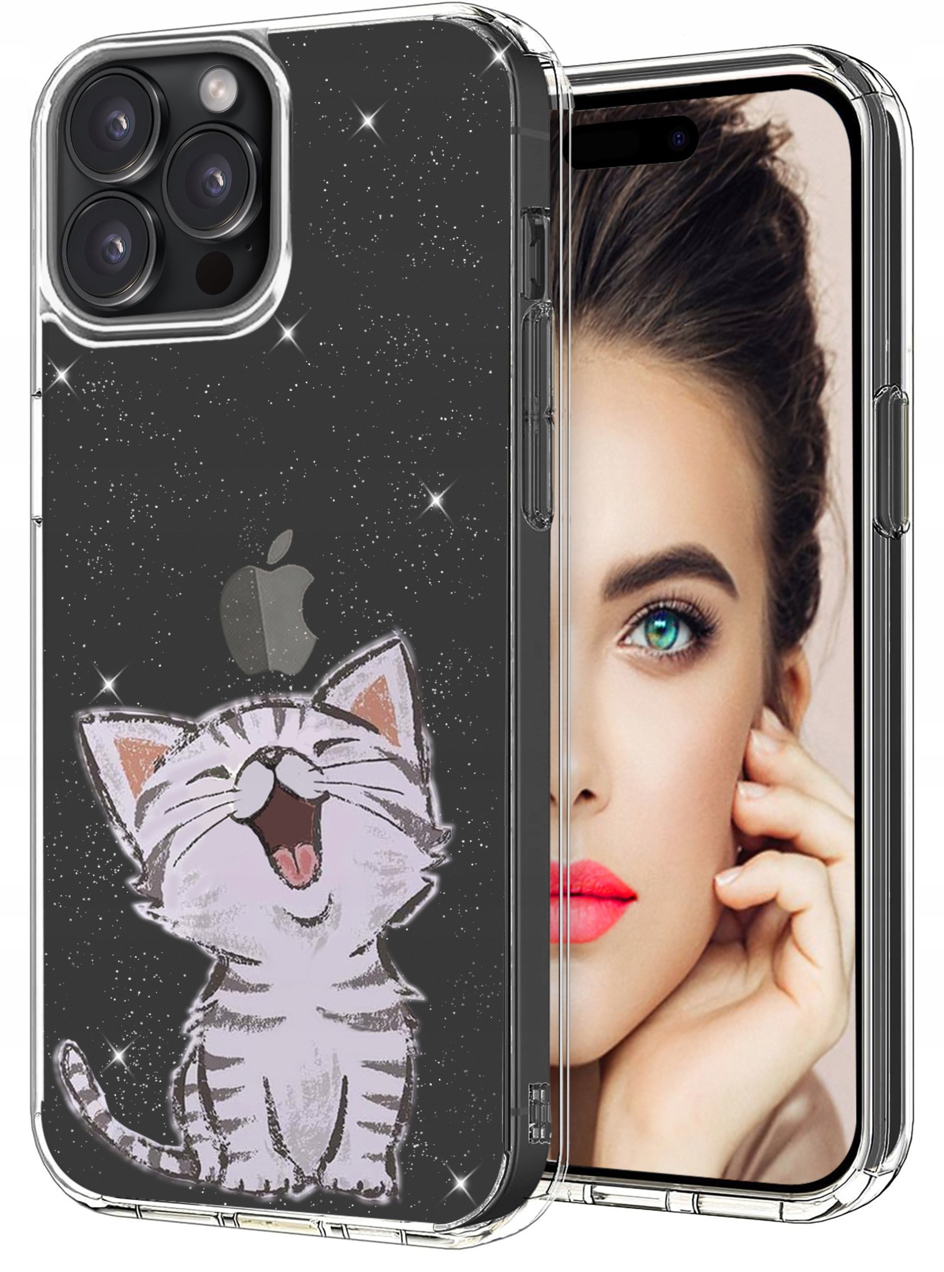 ETUI do Apple iPhone 15 Pro Max WZORY BROKAT CASE PRZEŹROCZYSTE + SZKŁO 9H