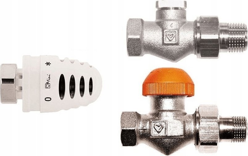 Herz Pakiet przyłączeniowy prosty do grzejnika 1/2 głowica zawór zasilający + powrotnyHERZ