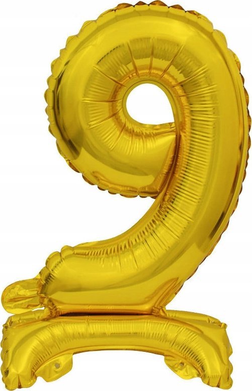 AMSCAN Balon foliowy mini cyfra 9 ze stopką złoto 22x40cm 9910077