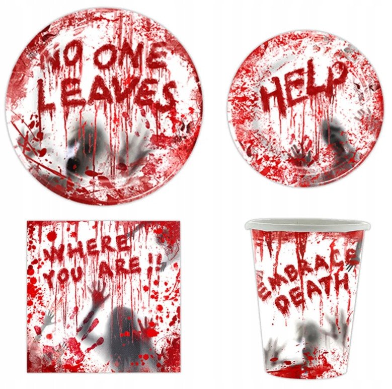 Jednorazowy Zestaw Halloween Wieczór Grozy Horror 50 Elementów