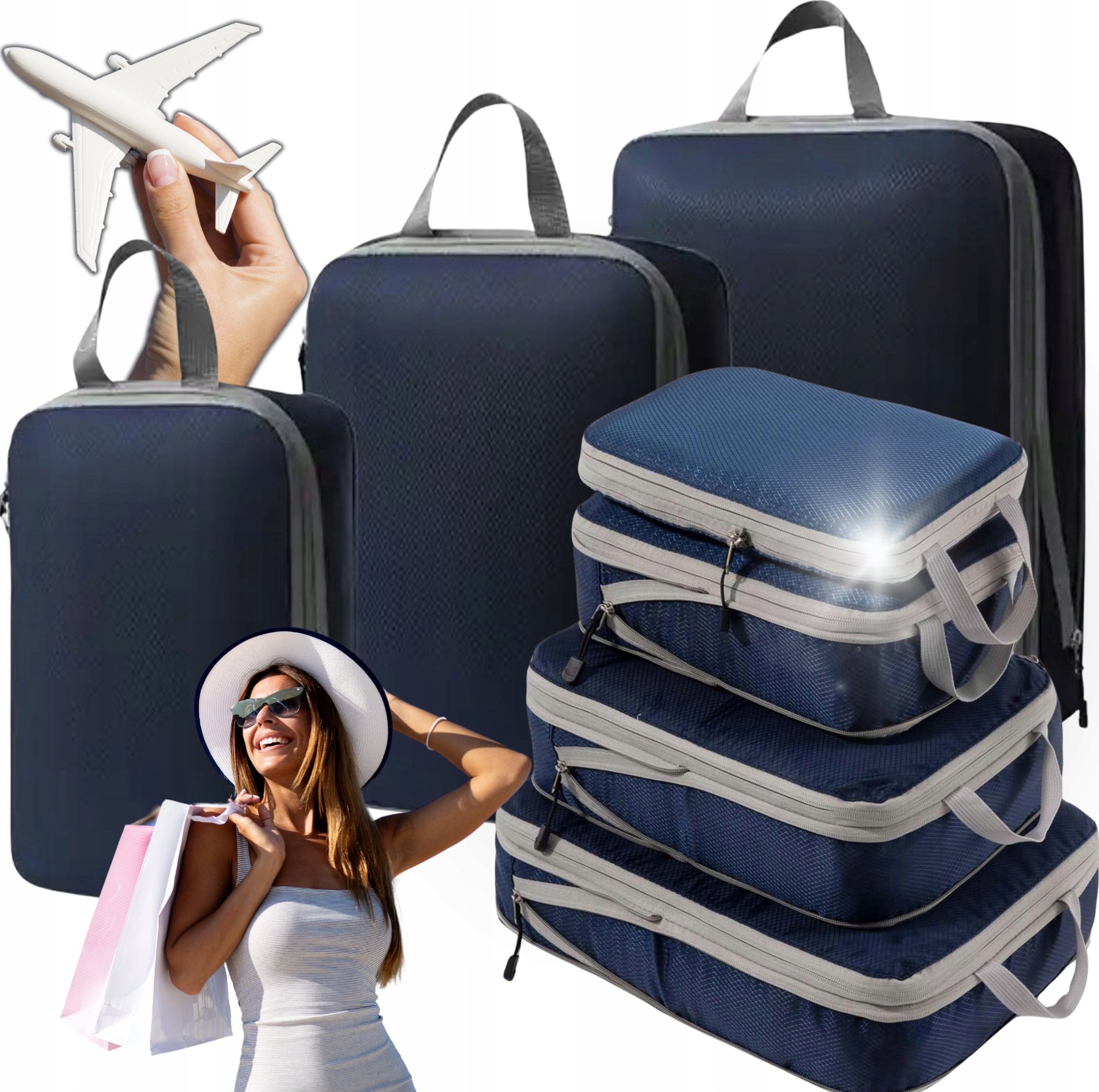 Iteams4Now Organizer kompresyjny do pakowania walizki podróżnej torby Zestaw 3 szt