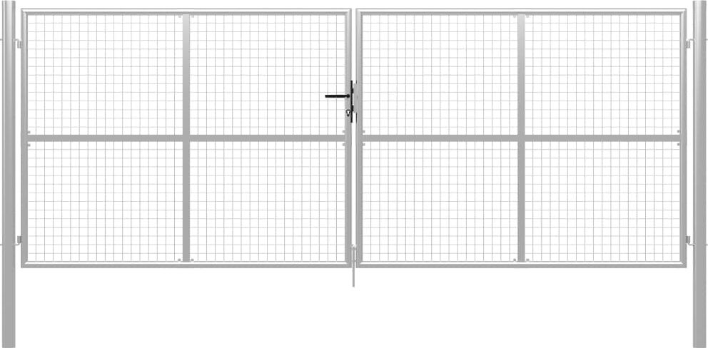 vidaXL Brama ogrodowa, galwanizowana stal, 415x200 cm, srebrna
