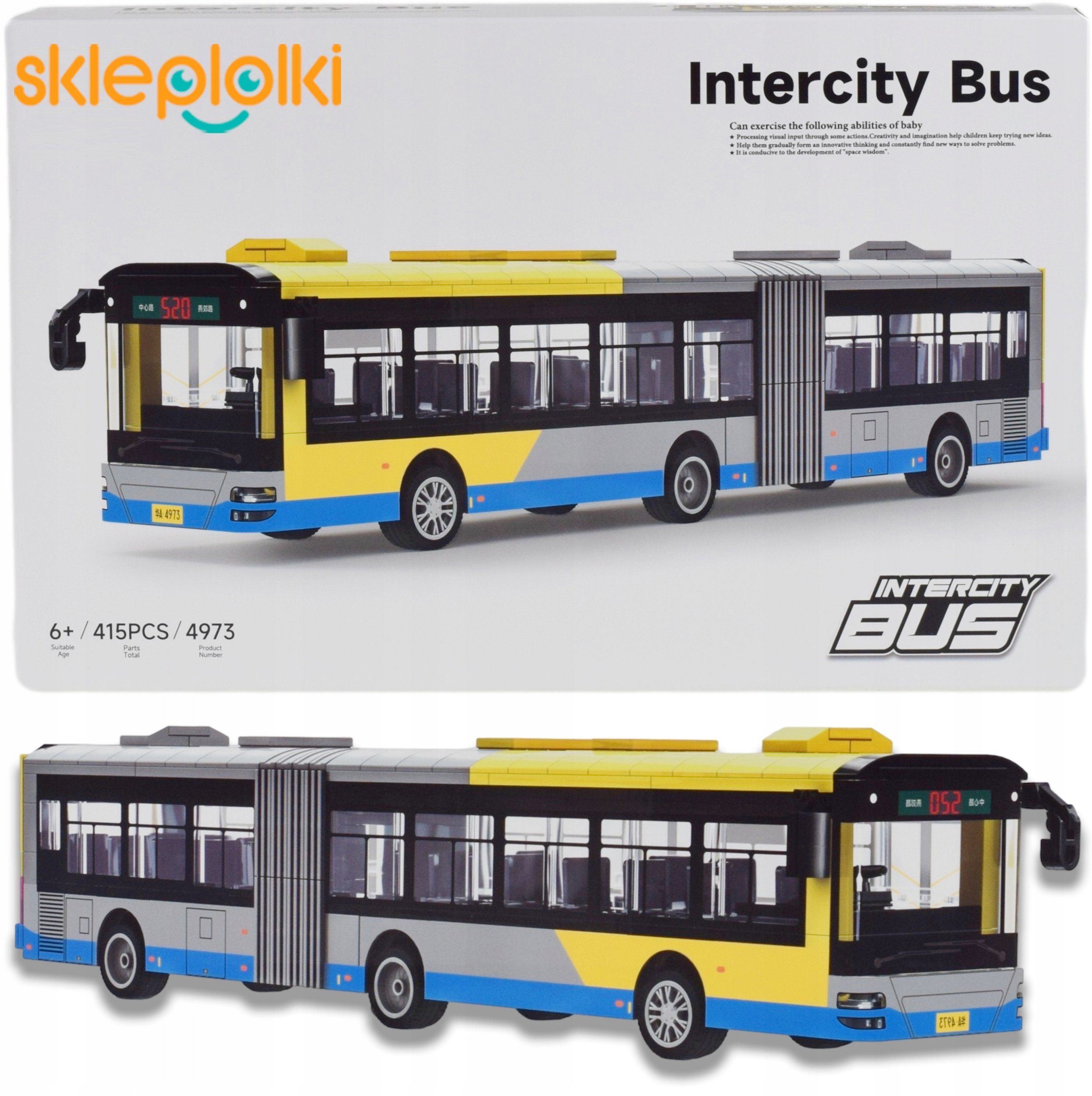 KLOCKI KONSTRUKCYJNE CIĘŻARÓWKA AUTOBUS BUS PRZEGUBOWY MODEL DLA DZIECI