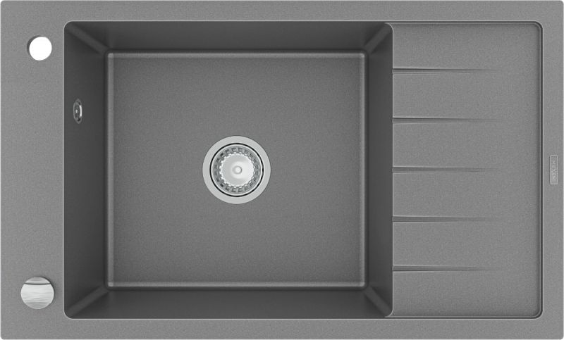 Zlewozmywak Mexen Elias granitowy 1-komorowy z krótkim ociekaczem 795 x 480 mm, szary - 6511791005-71
