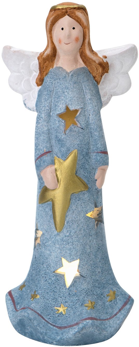 Figurka ozdobna świecąca Aniołek niebieski 19,5 cm