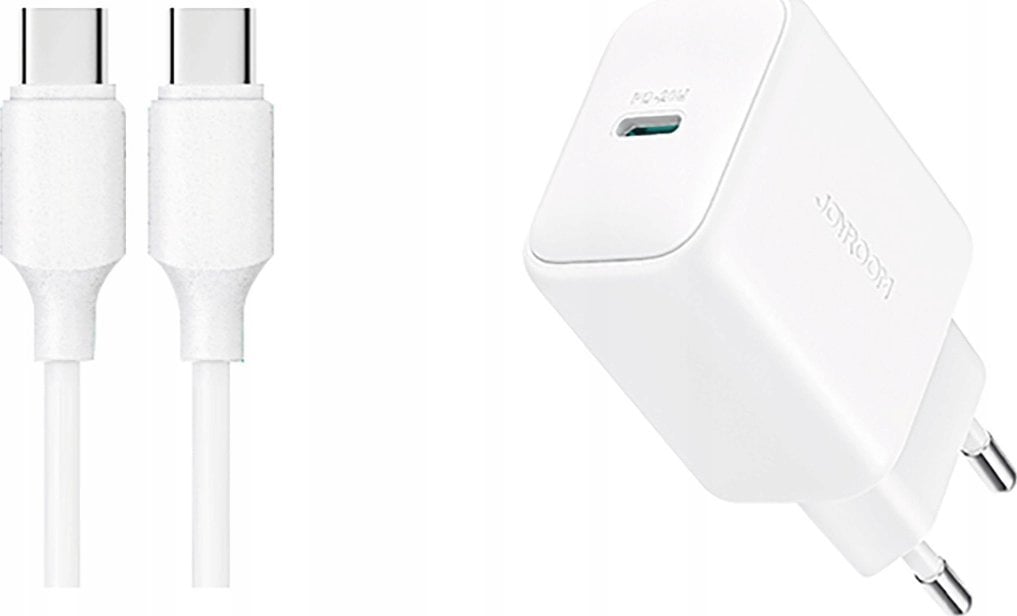 Ładowarka Joyroom Ładowarka JR-TCF20 sieciowa USB-C PD 20W - biała + kabel USB-C / USB-C 1m