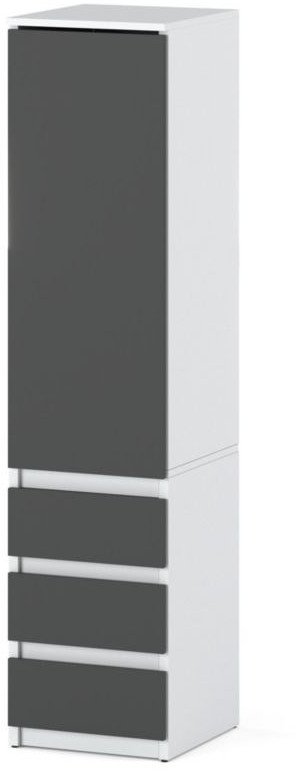 Szafa garderoba wąska 3 szuflady do przedpokoju 40cm posti biała szara mat