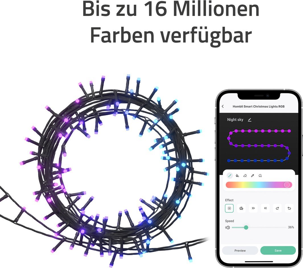 Lampki choinkowe Avanca International BV Hombli inteligentne światło bożonarodzeniowe RGB