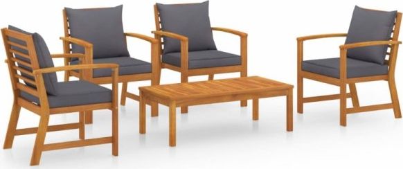 vidaXL 5-cz. zestaw wypoczynkowy do ogrodu, poduszki, drewno akacjowe