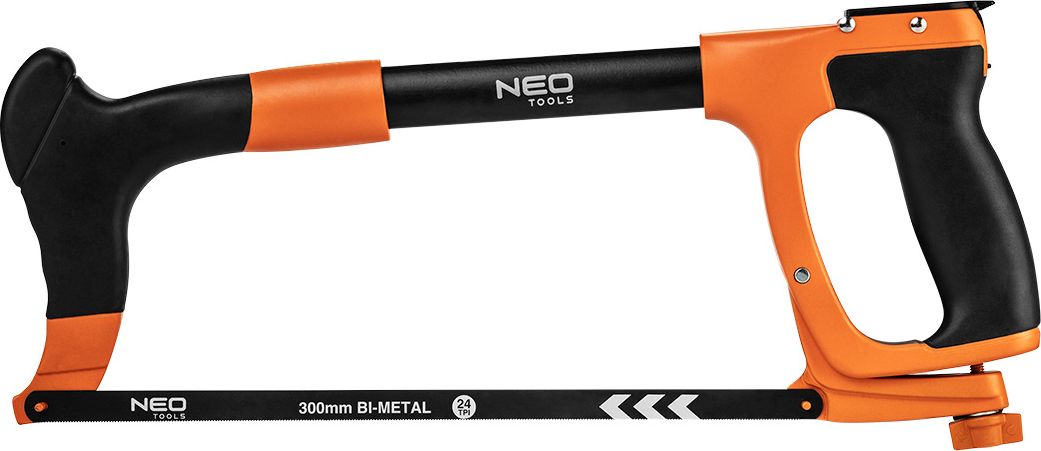 Neo Piła do metalu (Piła do metalu heavy duty 300 mm z pojemnikiem na brzeszczoty, aluminium, dwukomponentowy uchwyt)