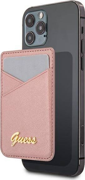 Guess Kieszeń na karty Wallet Card Slot GUWMSSASLPI MagSafe Saffiano różowy/pink