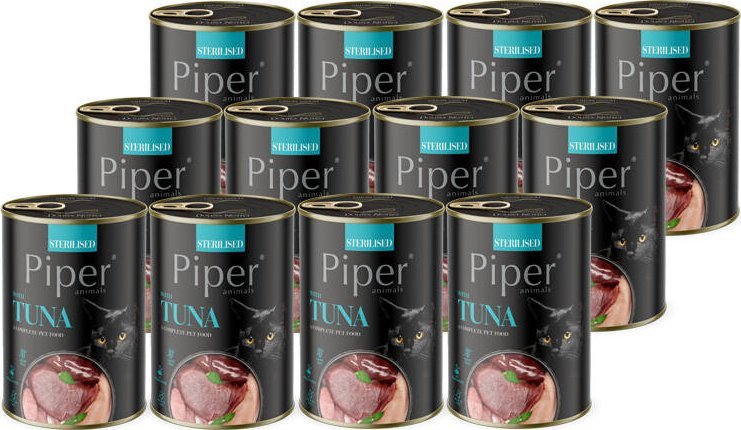 Mokra karma dla kota Piper Animals Sterilised z tuńczykiem zestaw 12 x 400 g