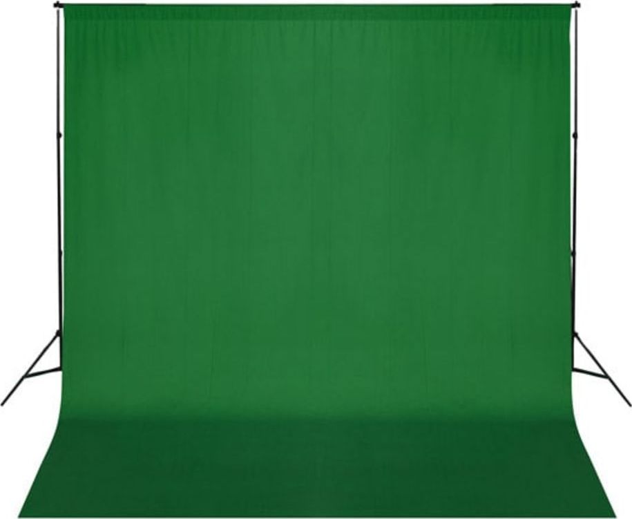 vidaXL Zielone, bawełniane tło fotograficzne, 300 x 300 cm, chroma key