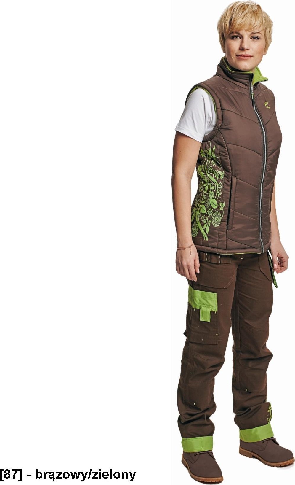 CERVA YOWIE Damska ocieplana kamizelka - brązowy/zielony XL