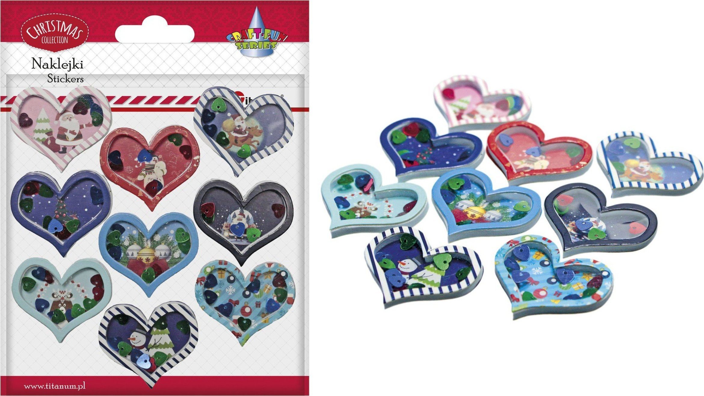 Titanum Naklejki świąteczne 3D Serca z widokami i cekinami Titanum