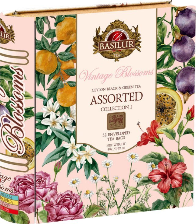 Basilur VINTAGE BLOSSOMS zestaw herbat KIWATY I OWOCE saszetki - puszka 32 x 1,5 g