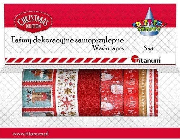 Taśmy washi tape świąteczne 8szt
