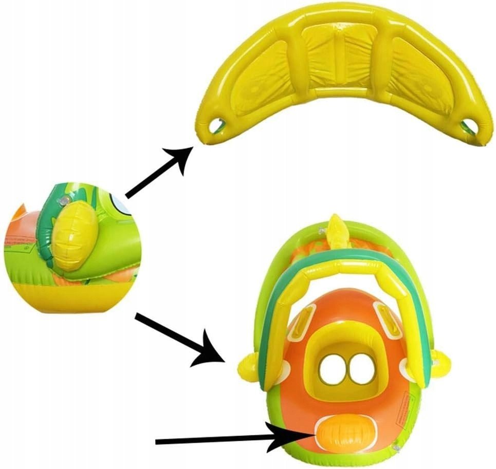 Ponton Dla Dzieci Z Daszkiem 65cm 2w1 Dmuchany Kolo Do Plywania