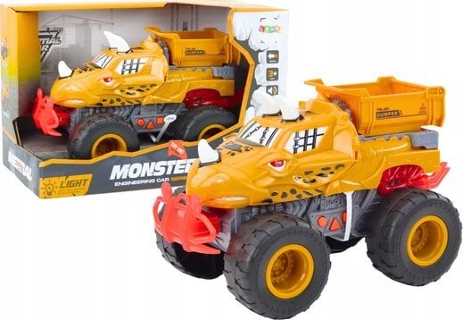 LeanToys Autko Terenowe Dinozaur Napęd Frykcyjny Wywrotka Pomarańczowe