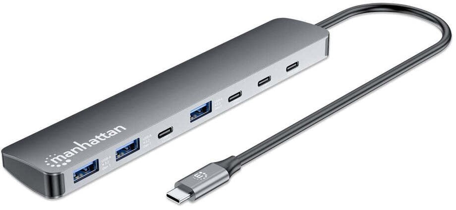 Stacja/replikator Manhattan docking station przewodowa USB 3.2 Gen 2 (3.1 Gen 2) Type-C Szary