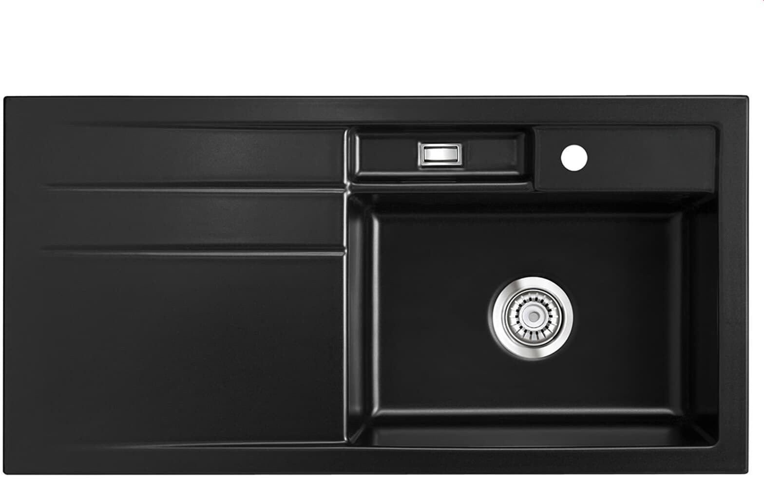 Systemceram Bela 100 Nero, zlewozmywak ceramiczny, korek manualny