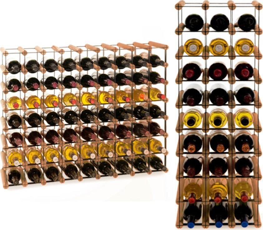 Wamar-Sosenka Regał na wino Stojak na 63 Butelki Szklane/ PET RW-8/ 9x7 Brązowy Metal + Drewno RW-8-9x7-63_O_BR