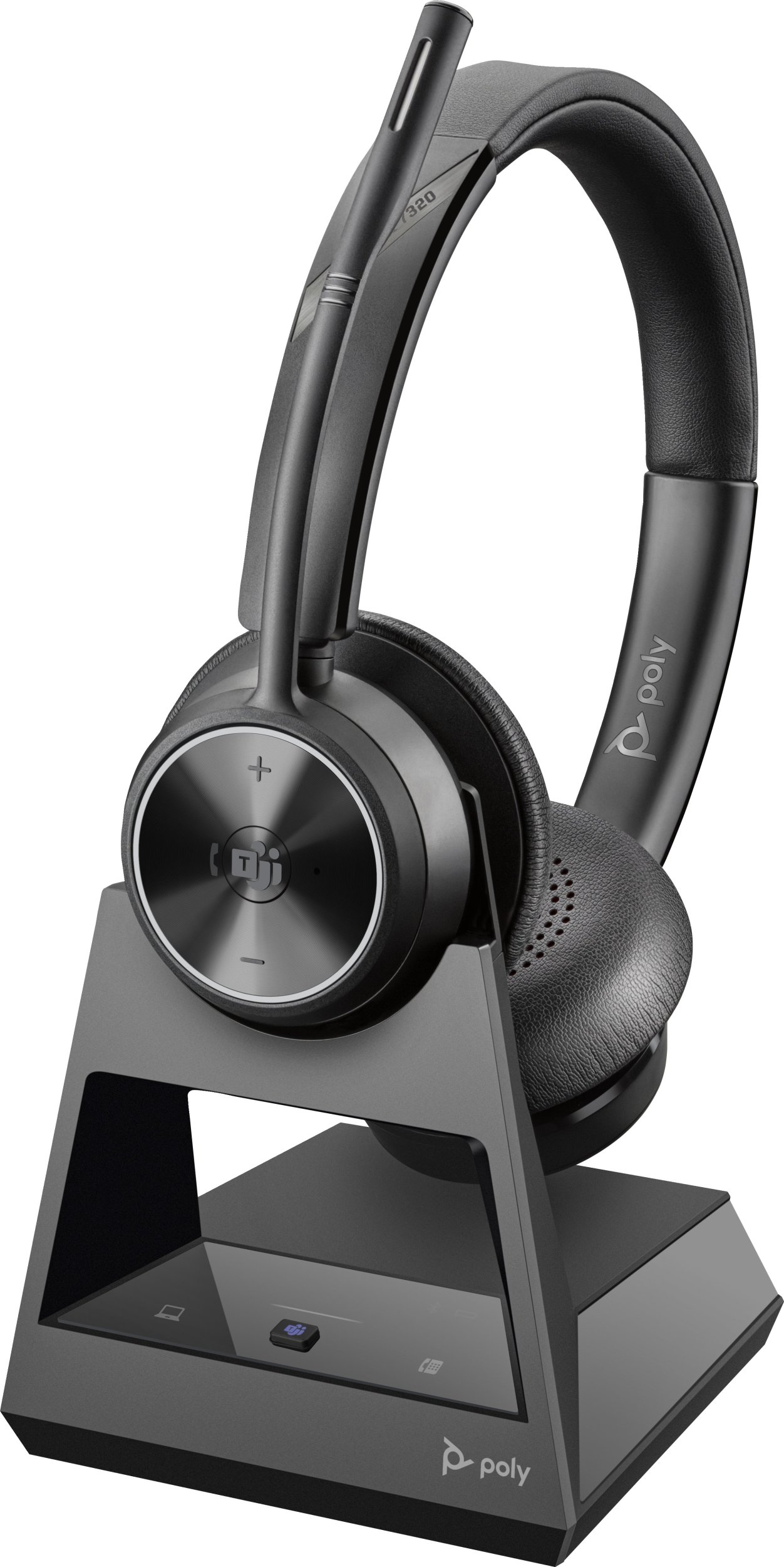 Słuchawki HP Poly Savi 7320 - Savi 7300 series - Headset - On-Ear - DECT - kabellos - USB-A uber DECT-Adapter - Schwarz - Zertifiziert fur Microsoft T