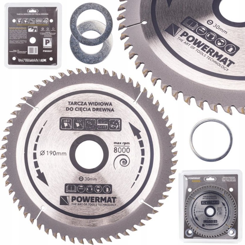 Powermat Tarcza WIDIOWA Do Drewna Piły Piła 190 x 30 mm 60Z