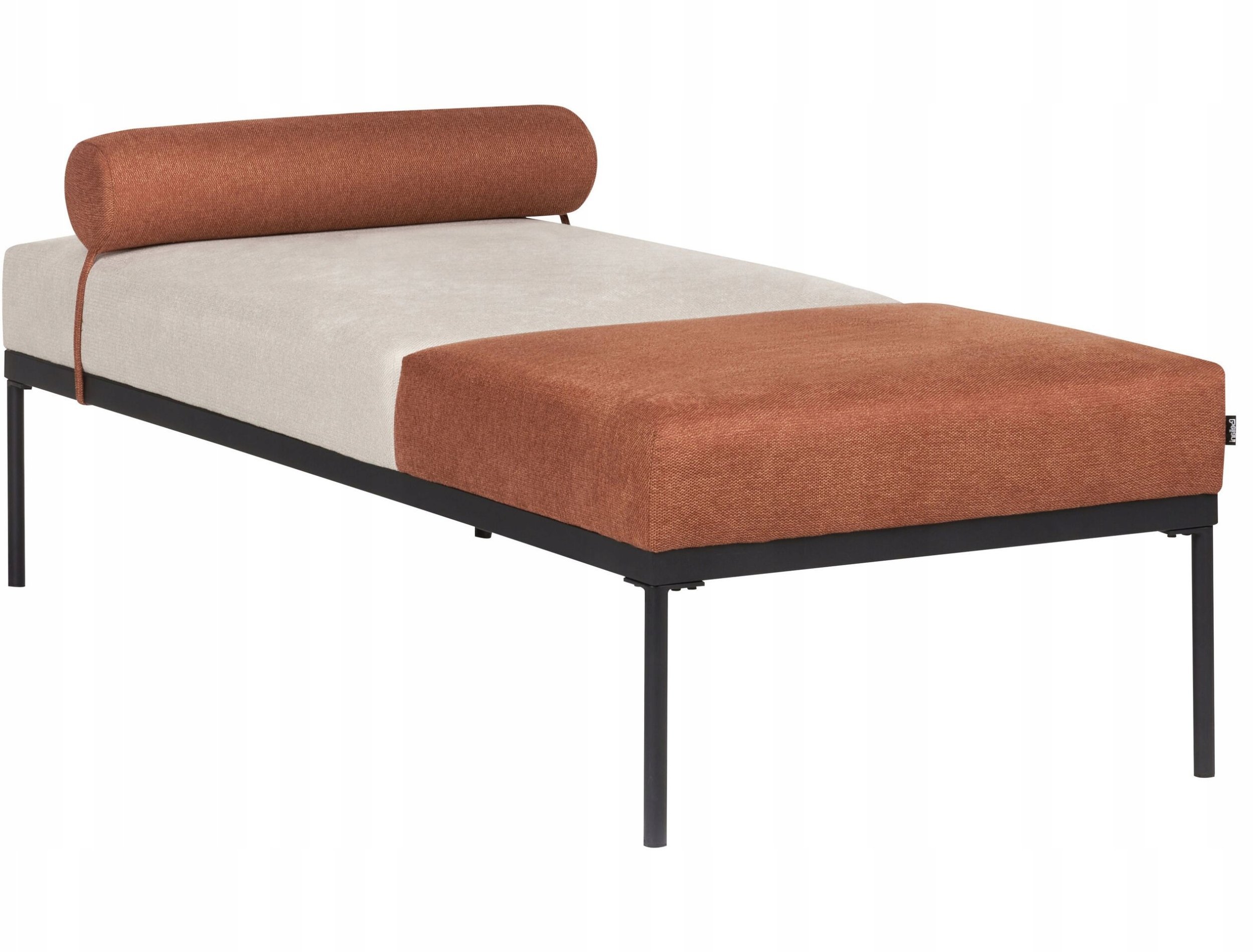 Beliani Szezlong len syntetyczny beżowo-złoto brązowy MALMOS