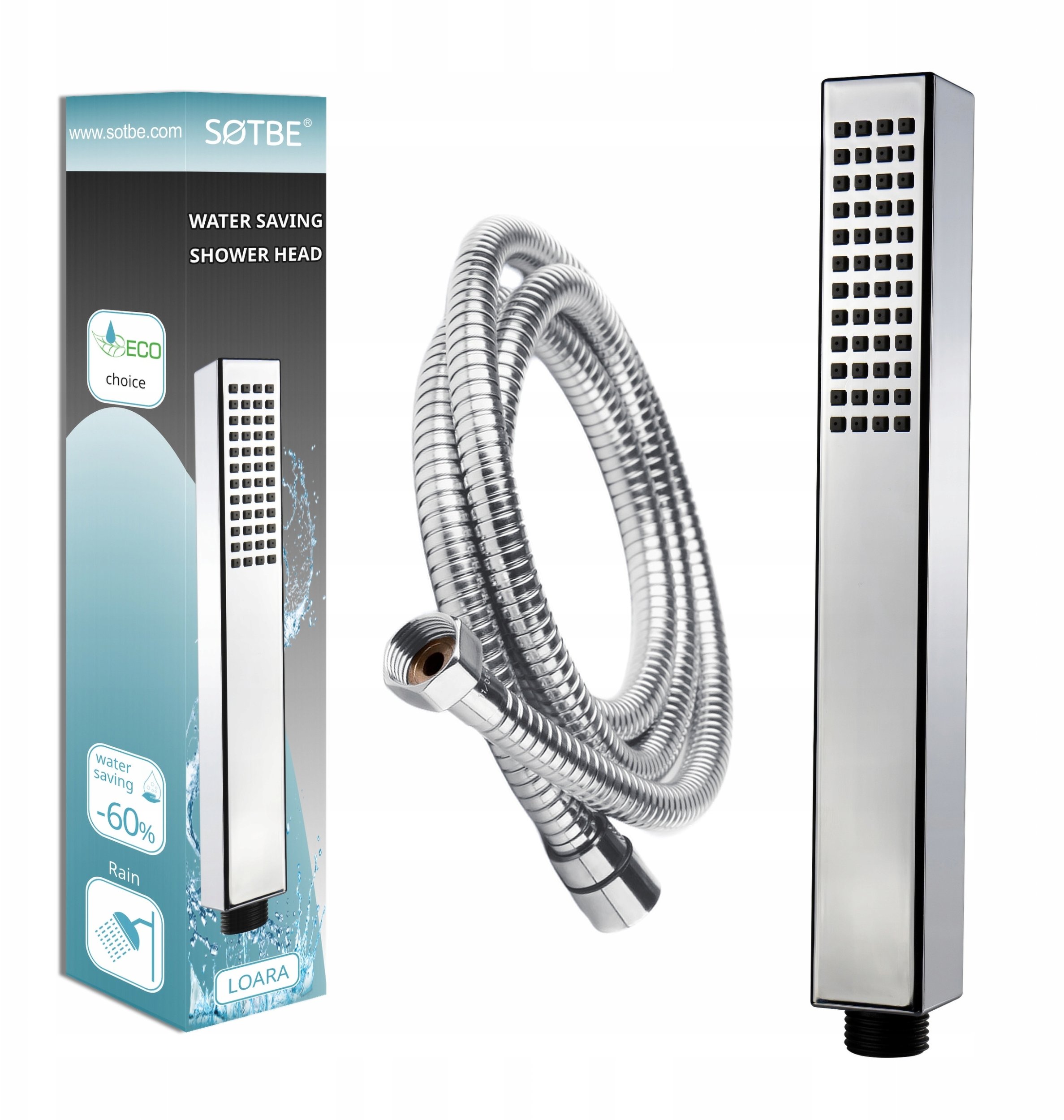 Zestaw prysznicowy Słuchawka natryskowa SOLIDNA Wąż pleciony 150 cm MOCNY