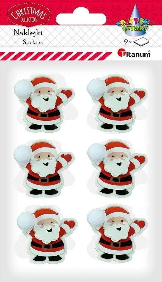 Titanum Naklejki papierowe 3D czapki Mikołaja 12szt