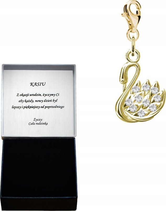 Radziszewska Jewellery Charms Złoty Łabędź 925 Prezent na Dzień Kobiet ŻYCZENIA GRATIS