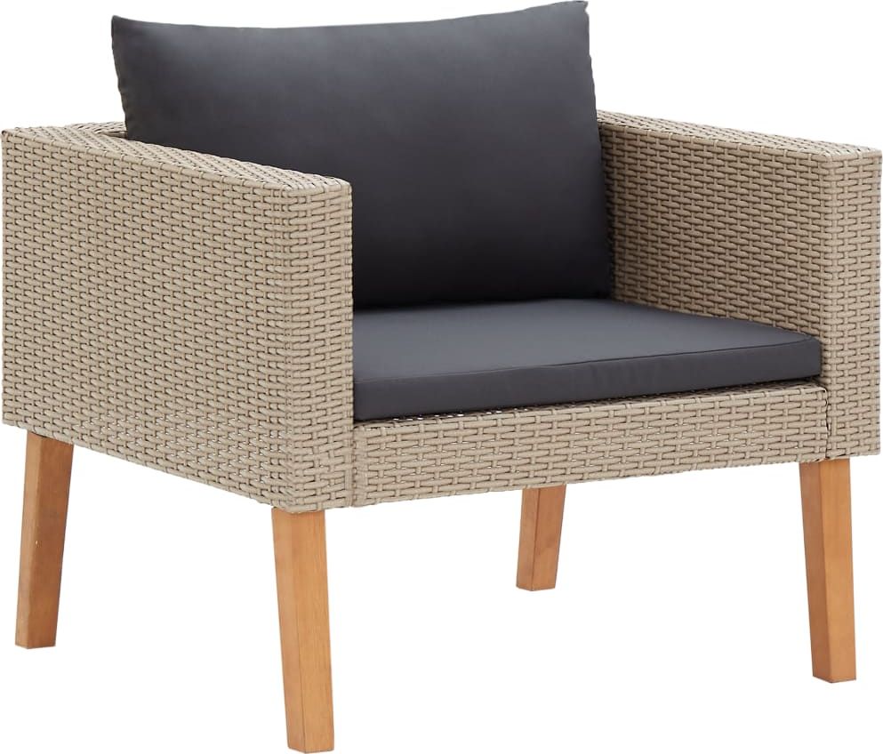 vidaXL Pojedyncza sofa ogrodowa z poduszkami, rattan PE, beż