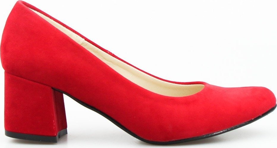 Basieńka Czółenka na klocku eko zamszowe czerwone Basieńka-36