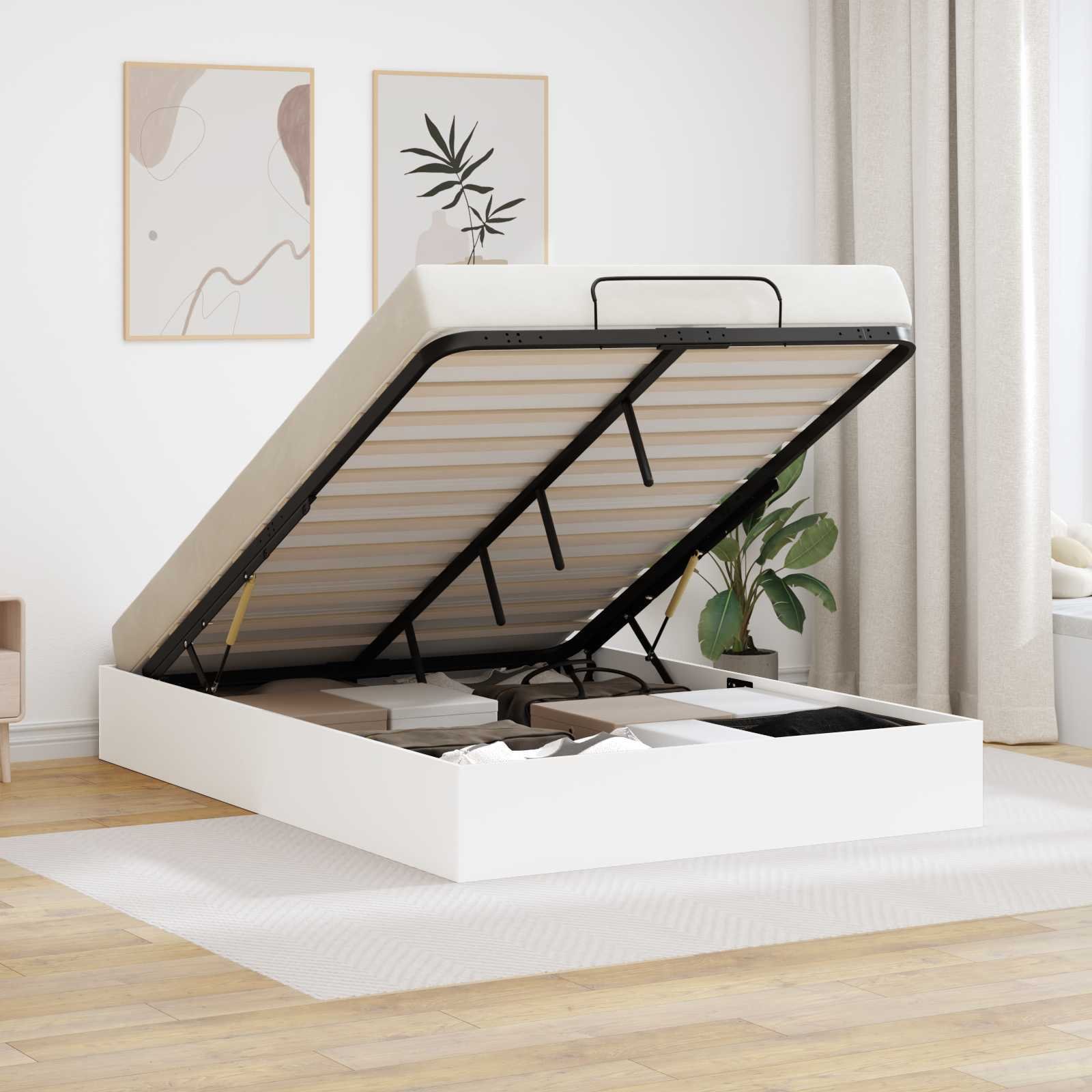 vidaXL Łóżko otomanowe Biały 193 x 120 x 25 cm Płyta wiórowa