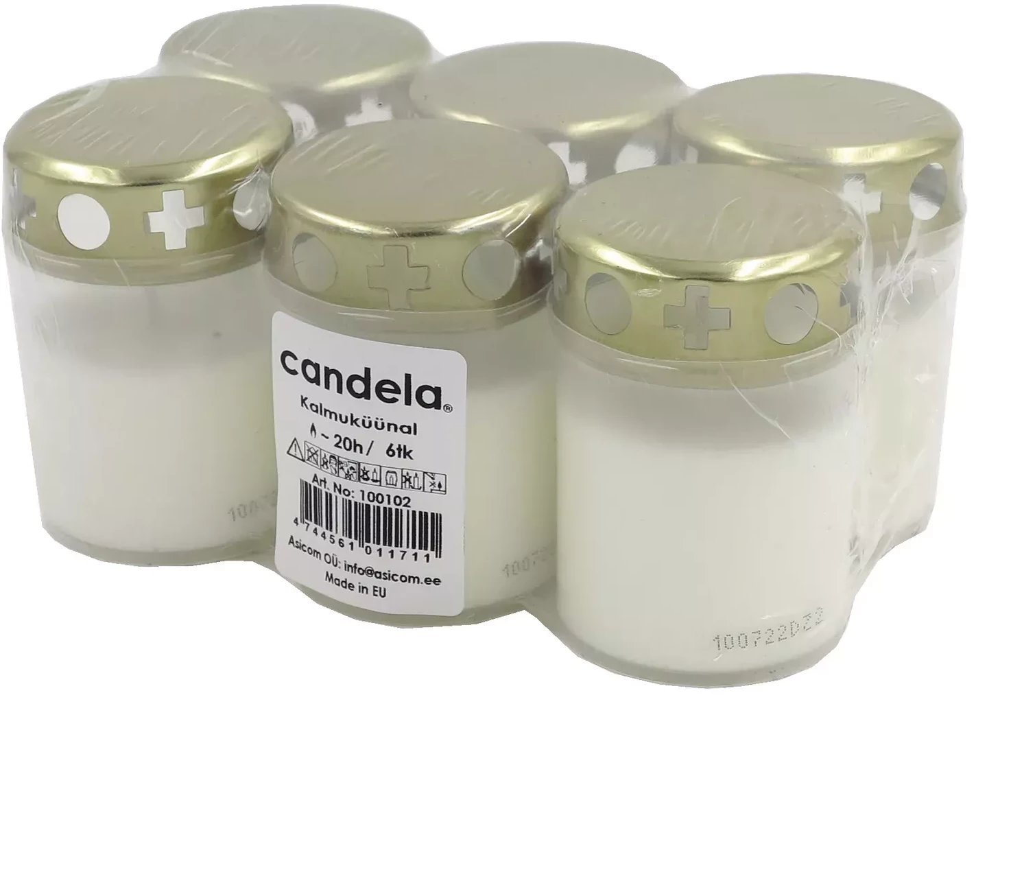 Kapu sveces ar vaciniem 6 gab. komplekts degsanas ilgums ~20h baltas 4744561011711