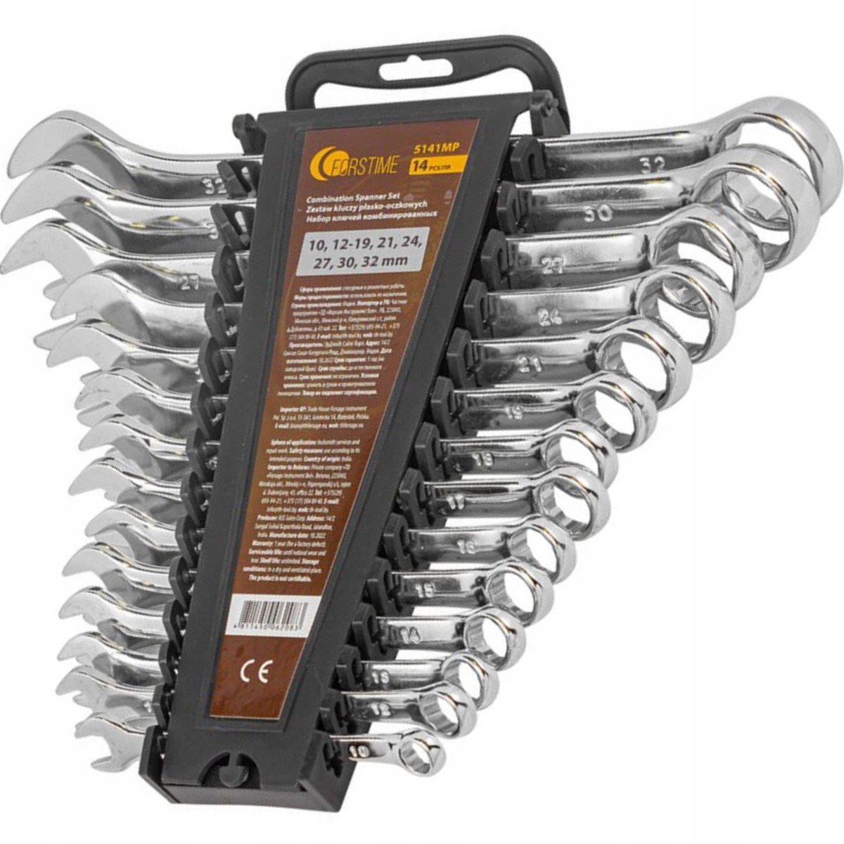 Zestaw kluczy płasko-oczkowych 14 el. (10,12-19,21,24,27,30,32mm)