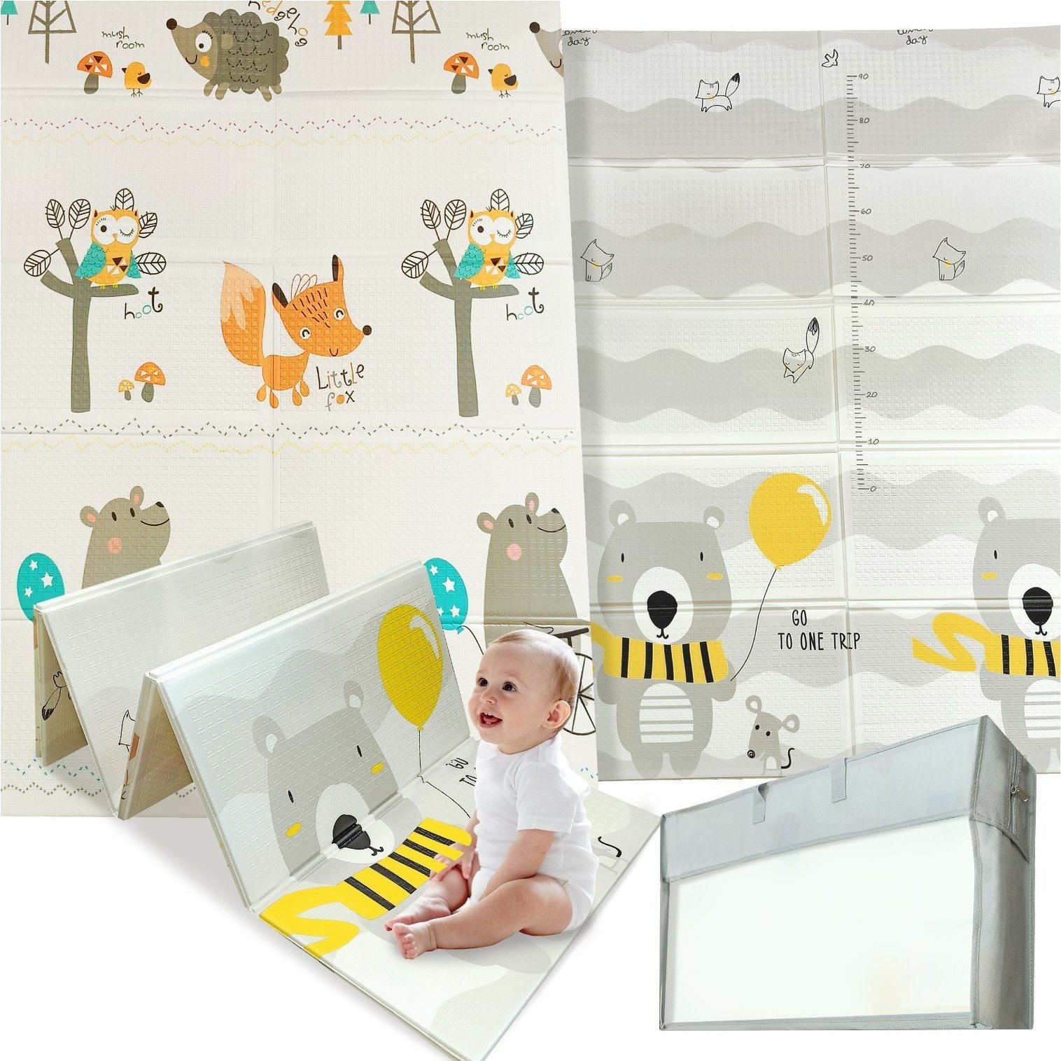 Happy Kiddo Mata piankowa składana dwustronna duża edukacyjna dla dzieci XPE 120x180 cm