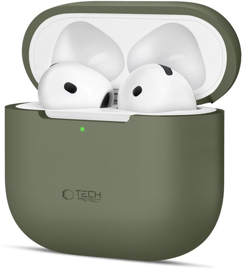 Etui Tech-Protect Silicone na Apple AirPods 4 - oliwkowe