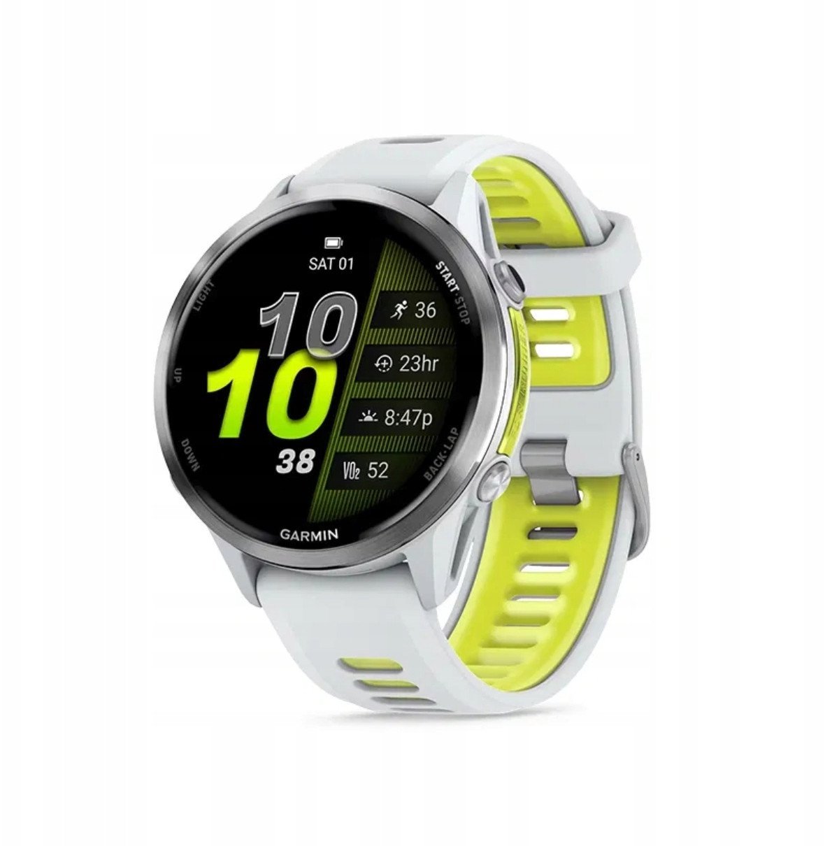 Garmin Forerunner® 970 Titanium with Whitestone Case and Whitestone/Translucent Amp Yellow Band